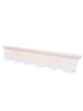 SHABBY CHIC White Wooden Scalloped Floating Shelf - 18” Long